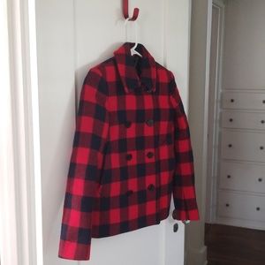 J Crew Red and Black Plaid Coat